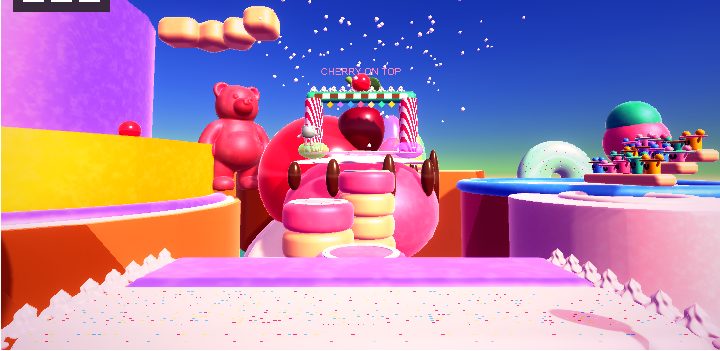 A candy-themed course with giant gummy bears